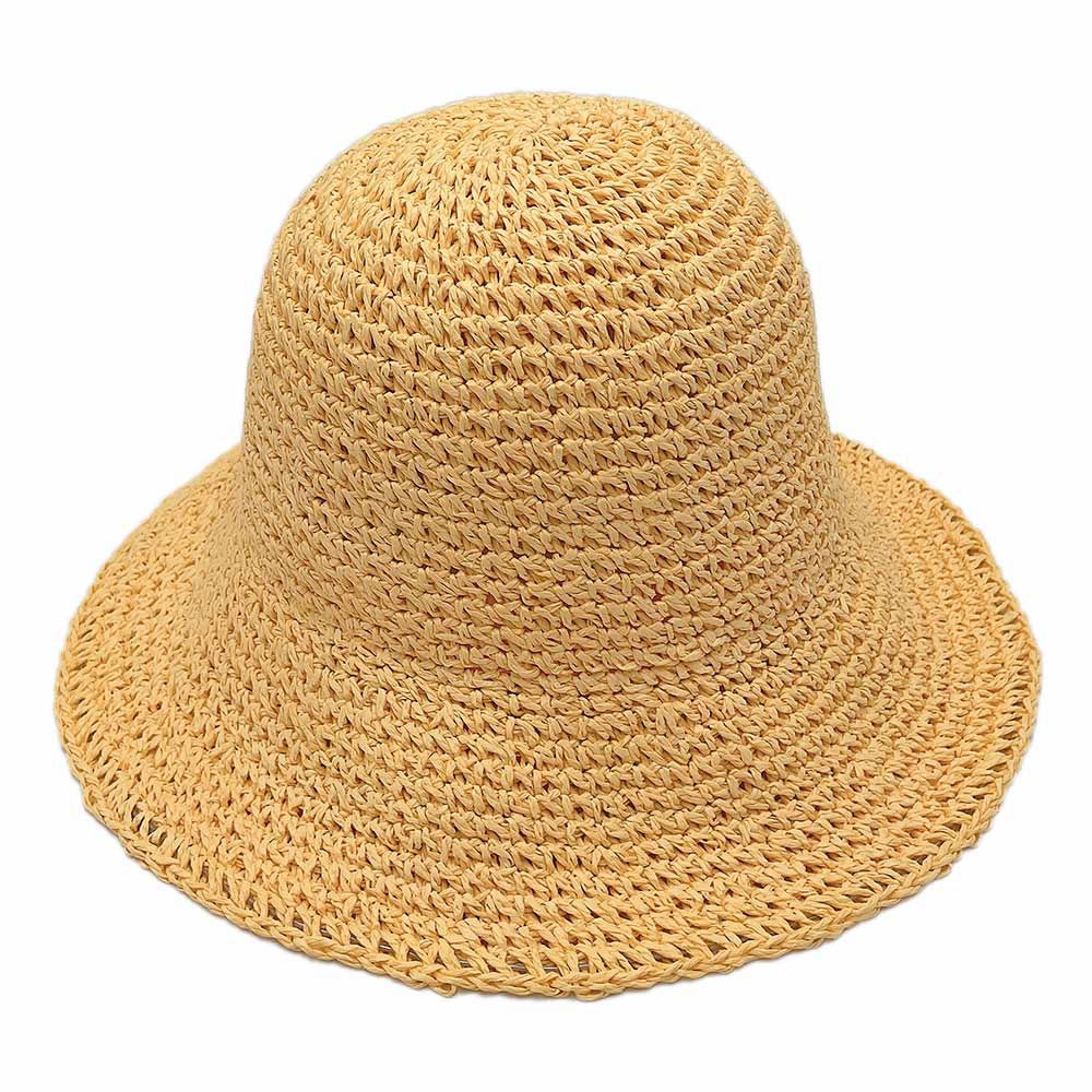 HATEGORY Solid Straw Bucket Sun Hat
