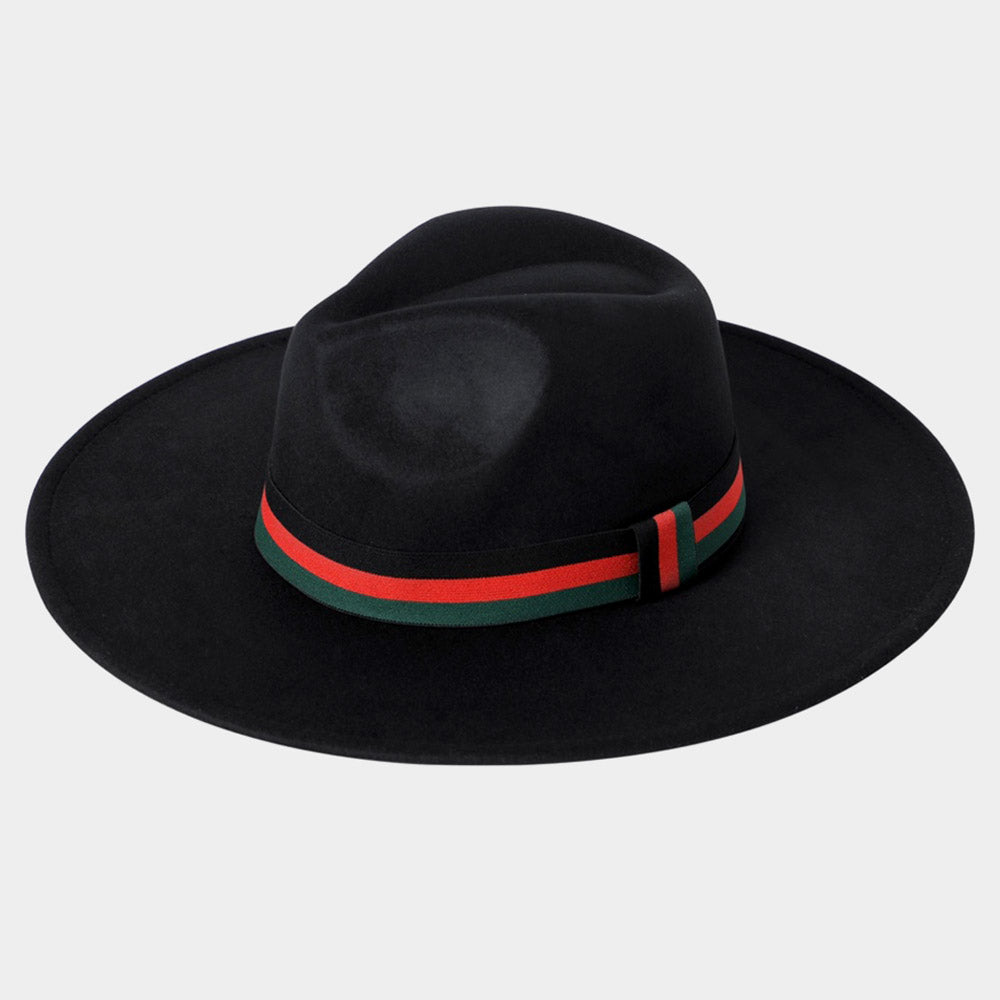 HATEGORY Color Block Band Solid Panama Hat