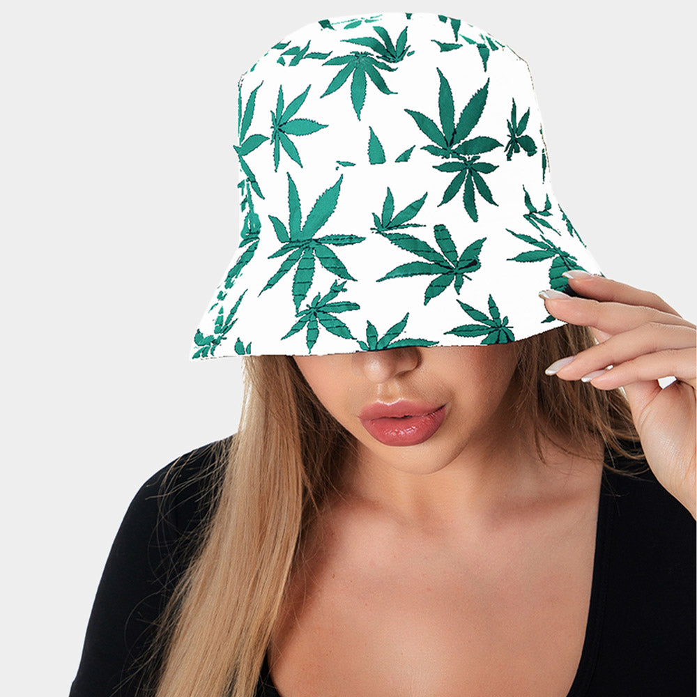 HATEGORY Hemp Leaf Patterned Bucket Hat