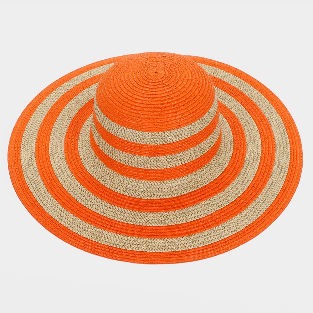 HATEGORY Stripe Straw Floppy Beach Sun Hat