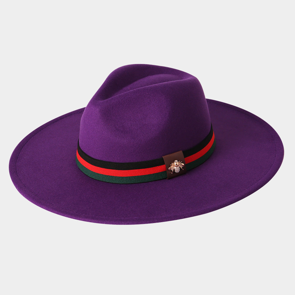 HATEGORY Bumble Bee Accented Two Tone Ribbon Band Panama Hat