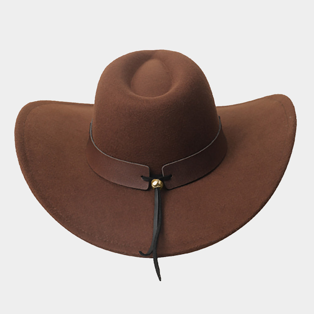 HATEGORY Steer Head Pointed Faux Leather Band Cowboy Hat