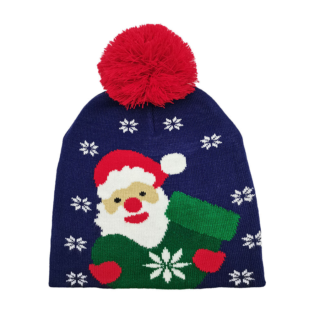 HATEGORY Snowy Santa Claus Pom Pom Beanie Hat