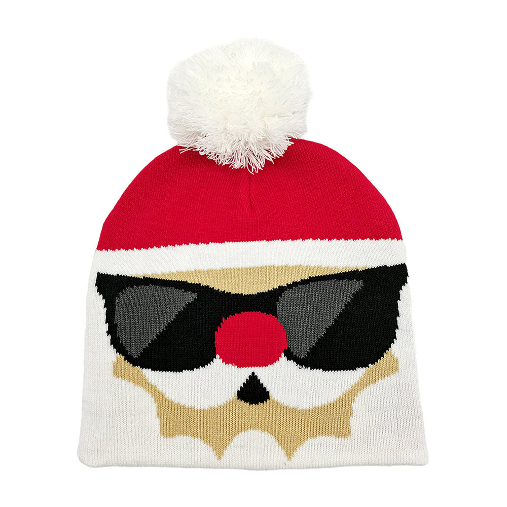HATEGORY Sunglasses Santa Claus Pom Pom Beanie Hat