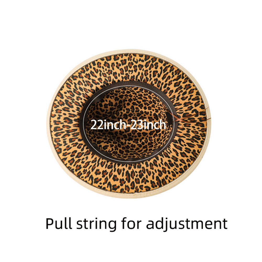 HATEGORY Belt Band Accented Leopard Print Inside Solid Fedora Hat