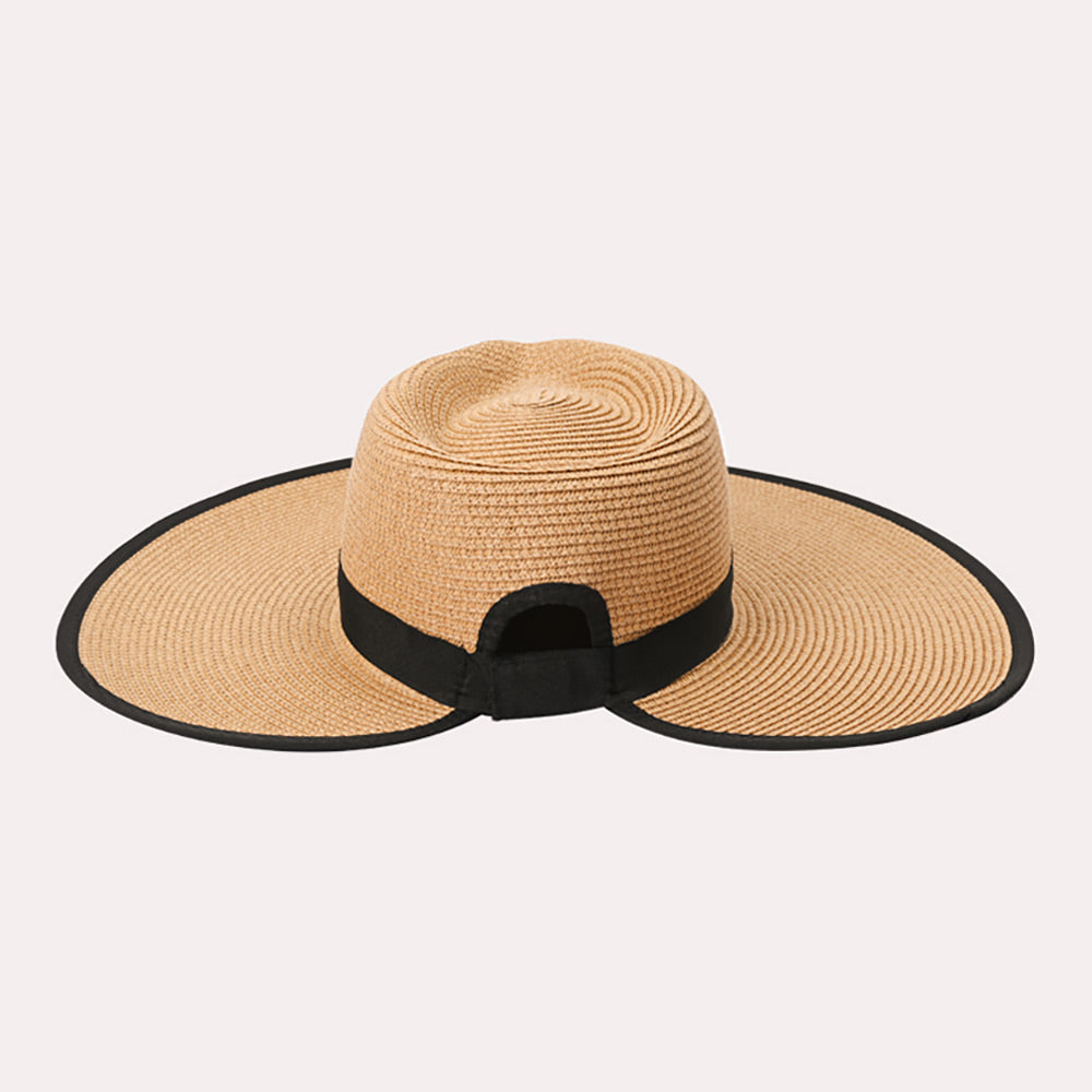 HATEGORY Black Band Trimmed Straw Sun Hat