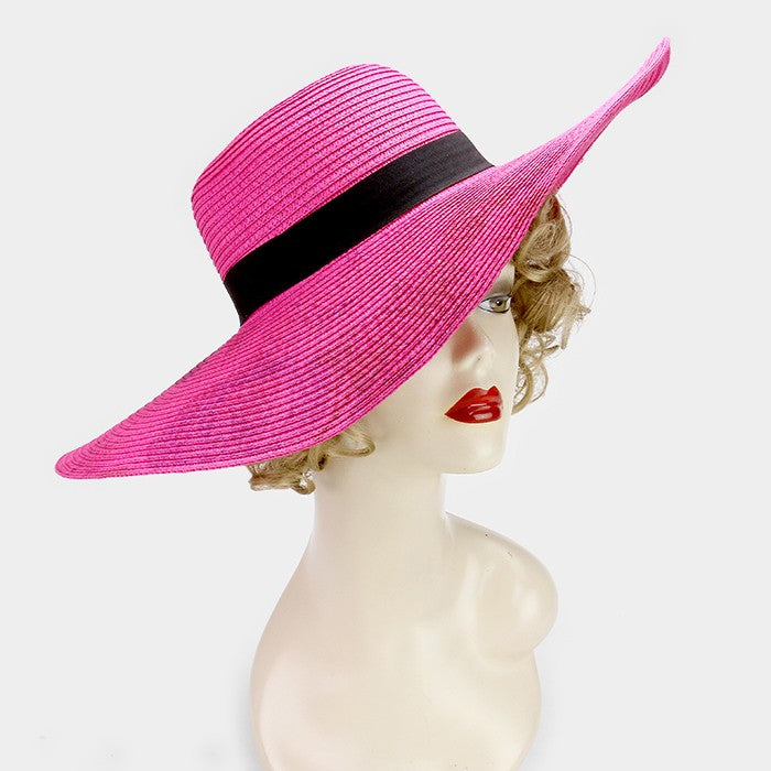 HATEGORY Flower print paper straw floppy sun hat
