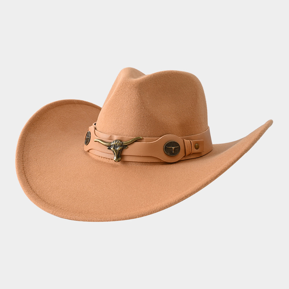 HATEGORY Steer Head Pointed Cowboy Fedora Panama Hat