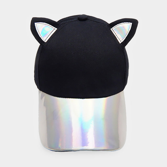 HATEGORY Hologram Brim Cat Ear Baseball Cap