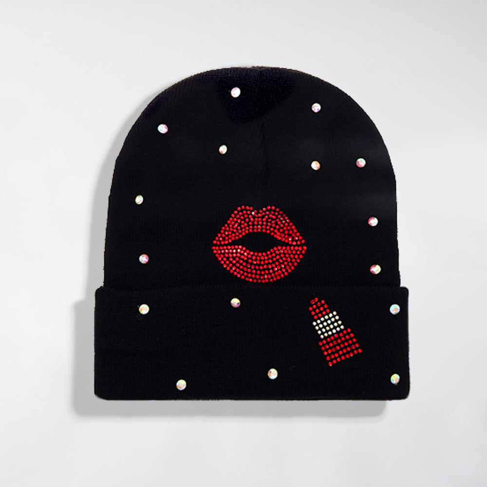 HATEGORY Bling Lips Lipstick Beanie Hat