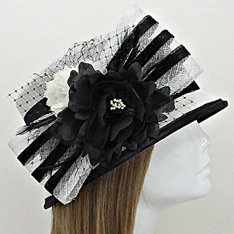 HATEGORY Flower Bow Sinamay Straw Hat