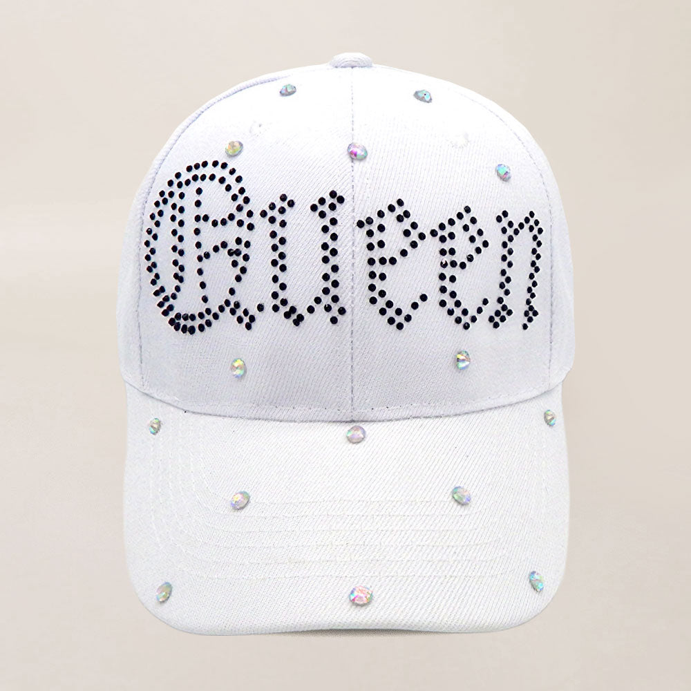 HATEGORY Bling Studded QUEEN Message Baseball Cap