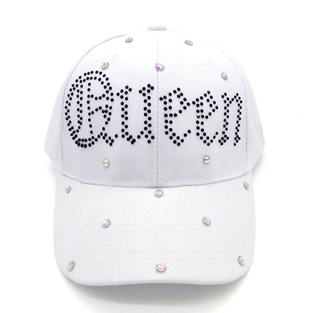 HATEGORY Bling Studded QUEEN Message Baseball Cap