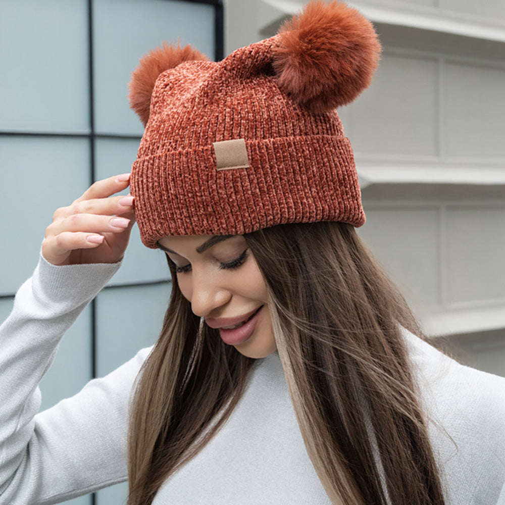 HATEGORY Double Pom Pom Pointed Beanie Hat