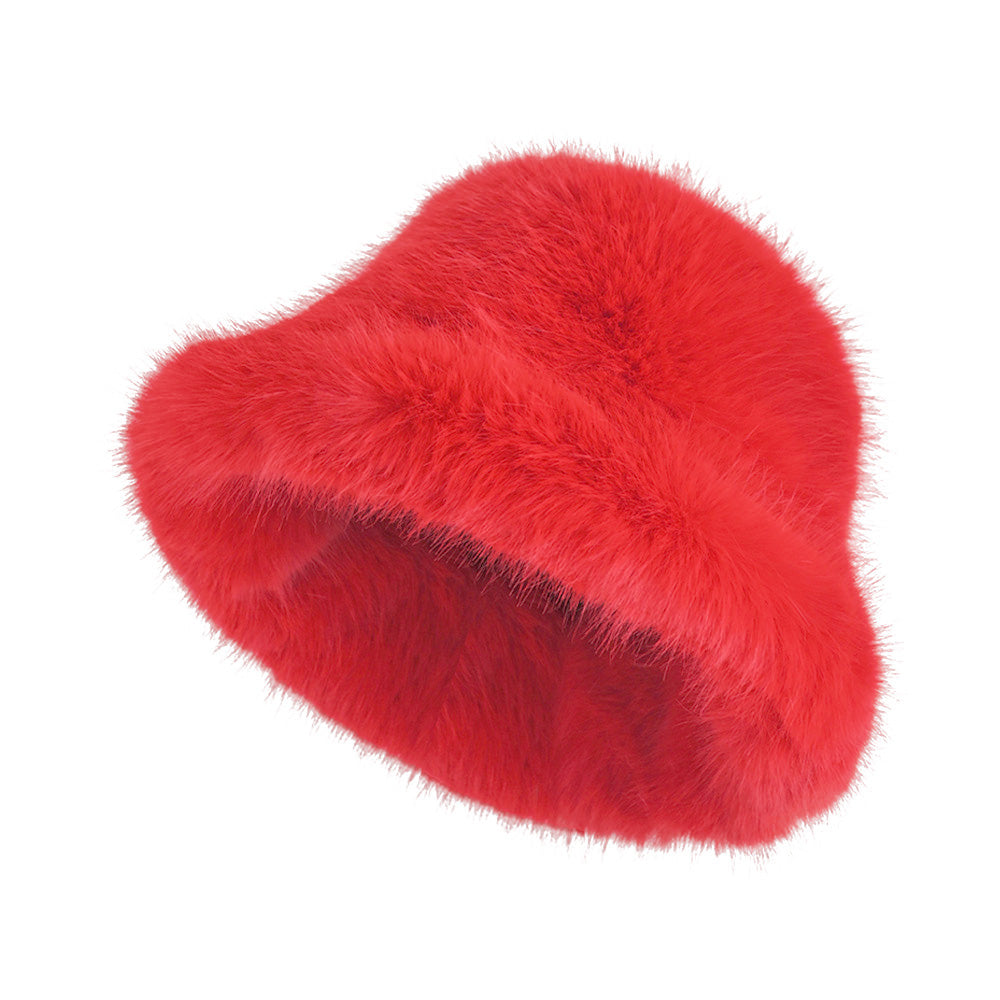 HATEGORY Winter Fluffy Faux Fur Bucket Hat