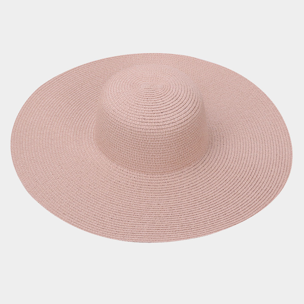 HATEGORY Solid Straw Floppy Beach Sun Hat
