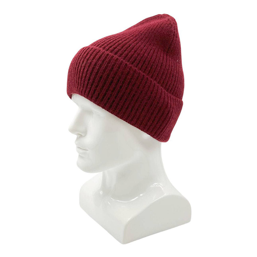 HATEGORY Solid Rib Knit Cuff Beanie Hat