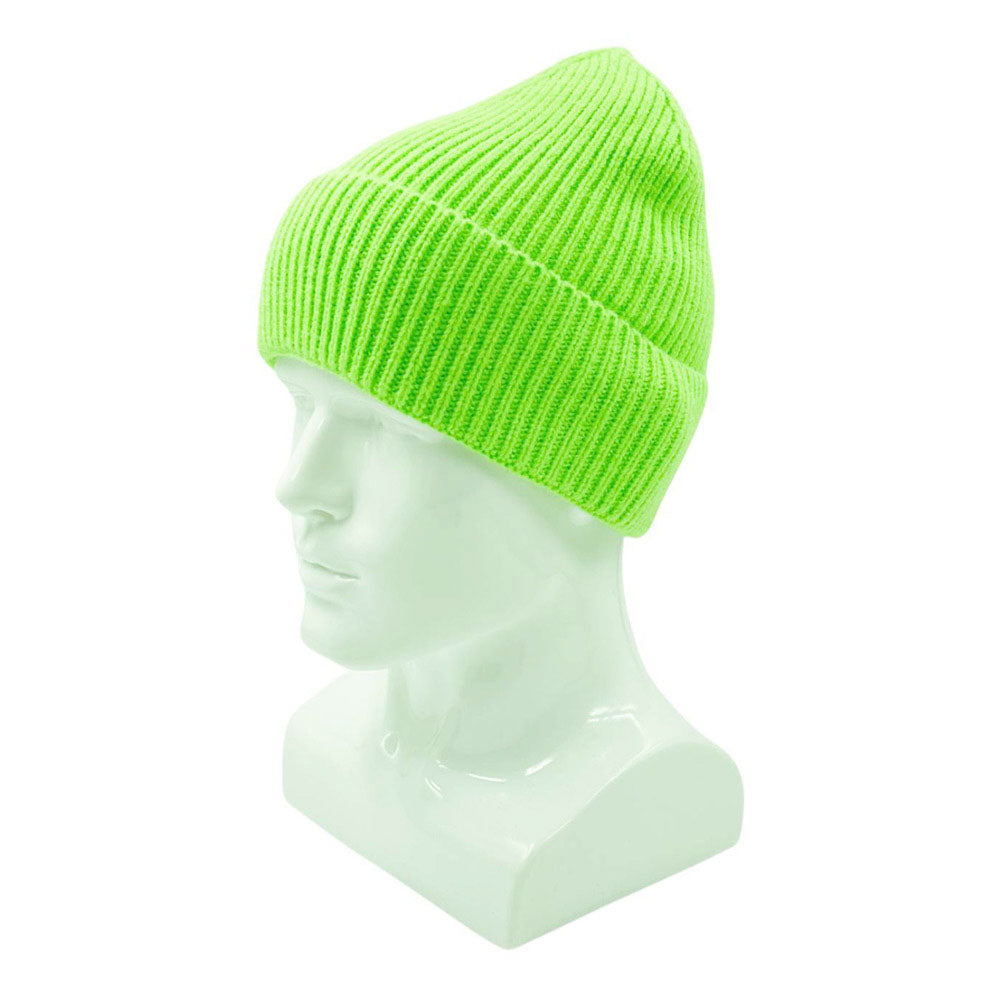 HATEGORY Solid Rib Knit Cuff Beanie Hat