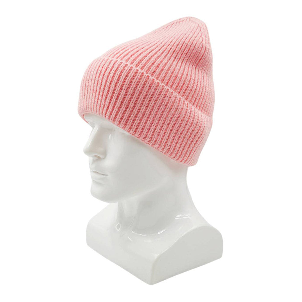 HATEGORY Solid Rib Knit Cuff Beanie Hat