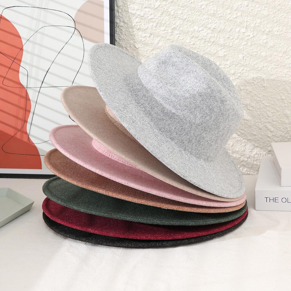 HATEGORY Felt Solid Panama Hat