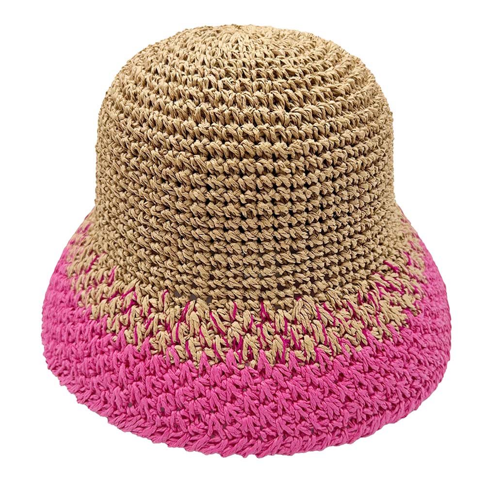HATEGORY Two Tone Straw Bucket Hat