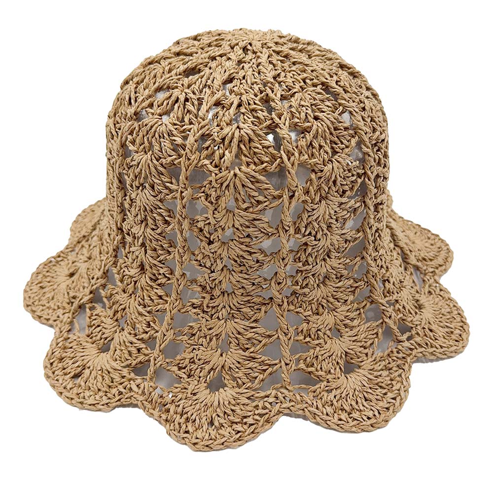 HATEGORY Open Weave Straw Bucket Hat
