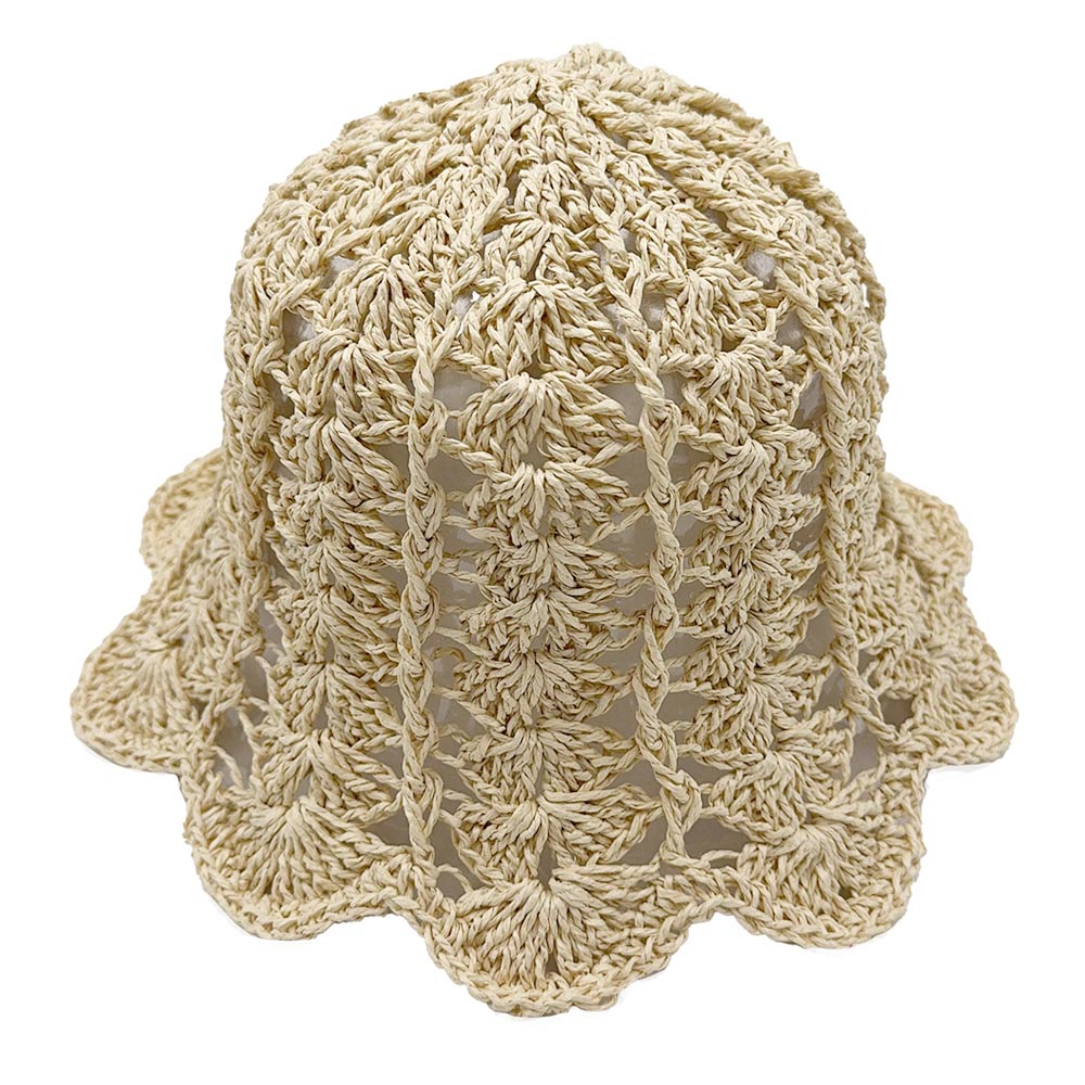 HATEGORY Open Weave Straw Bucket Hat