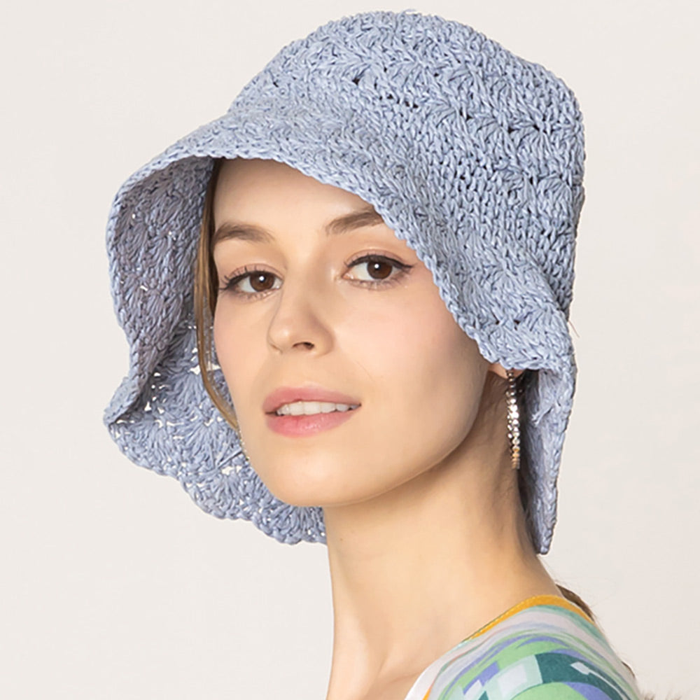 HATEGORY Crochet Straw Bucket Hat