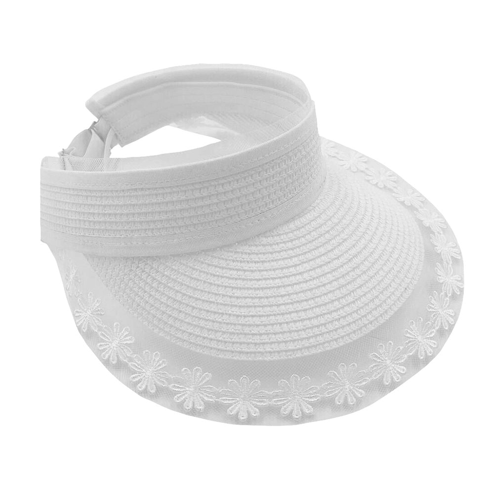 HATEGORY Flower Lace Pointed Straw Sun Visor Hat