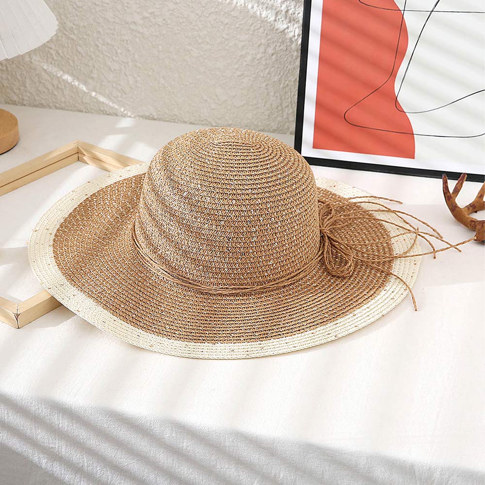 HATEGORY Color Block Straw Sun Hat