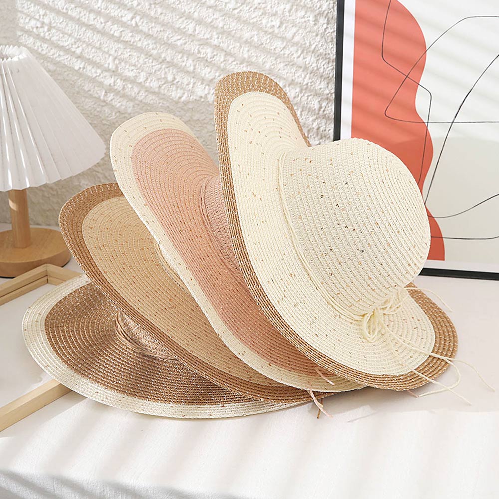HATEGORY Color Block Straw Sun Hat