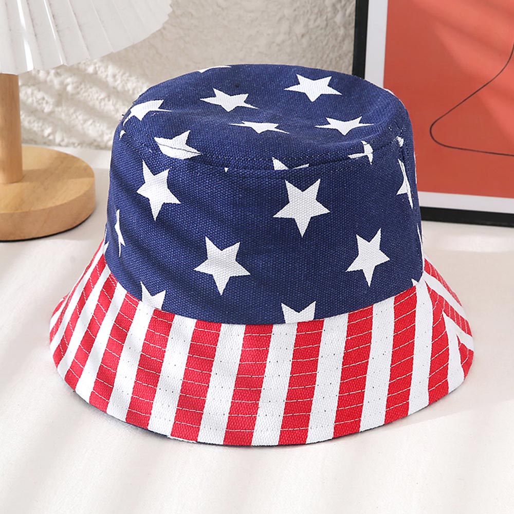 HATEGORY American USA Flag Printed Bucket Hat