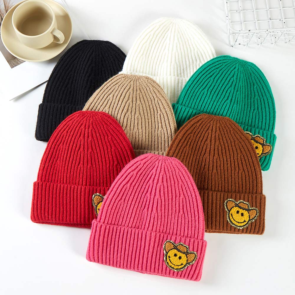 HATEGORY Cowboy Hat Smile Accented Knit Beanie Hat