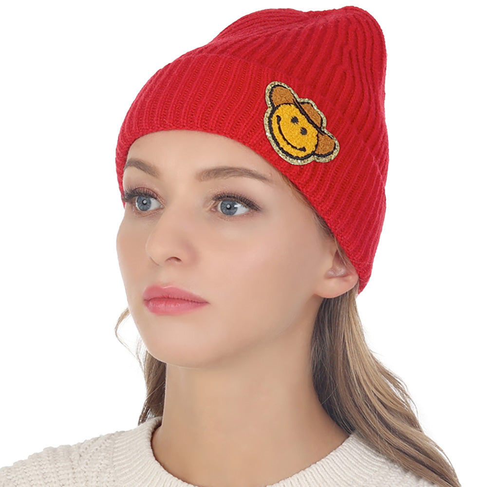 HATEGORY Cowboy Hat Smile Accented Knit Beanie Hat