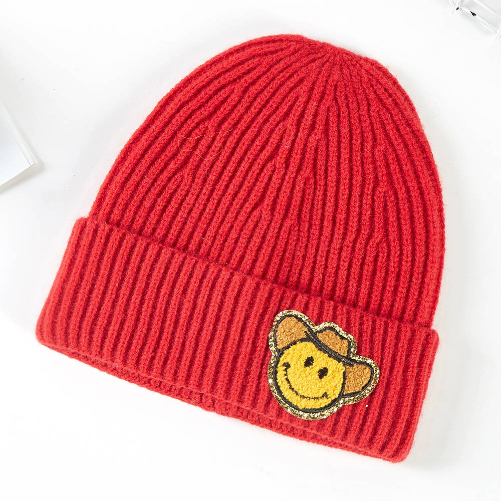 HATEGORY Cowboy Hat Smile Accented Knit Beanie Hat