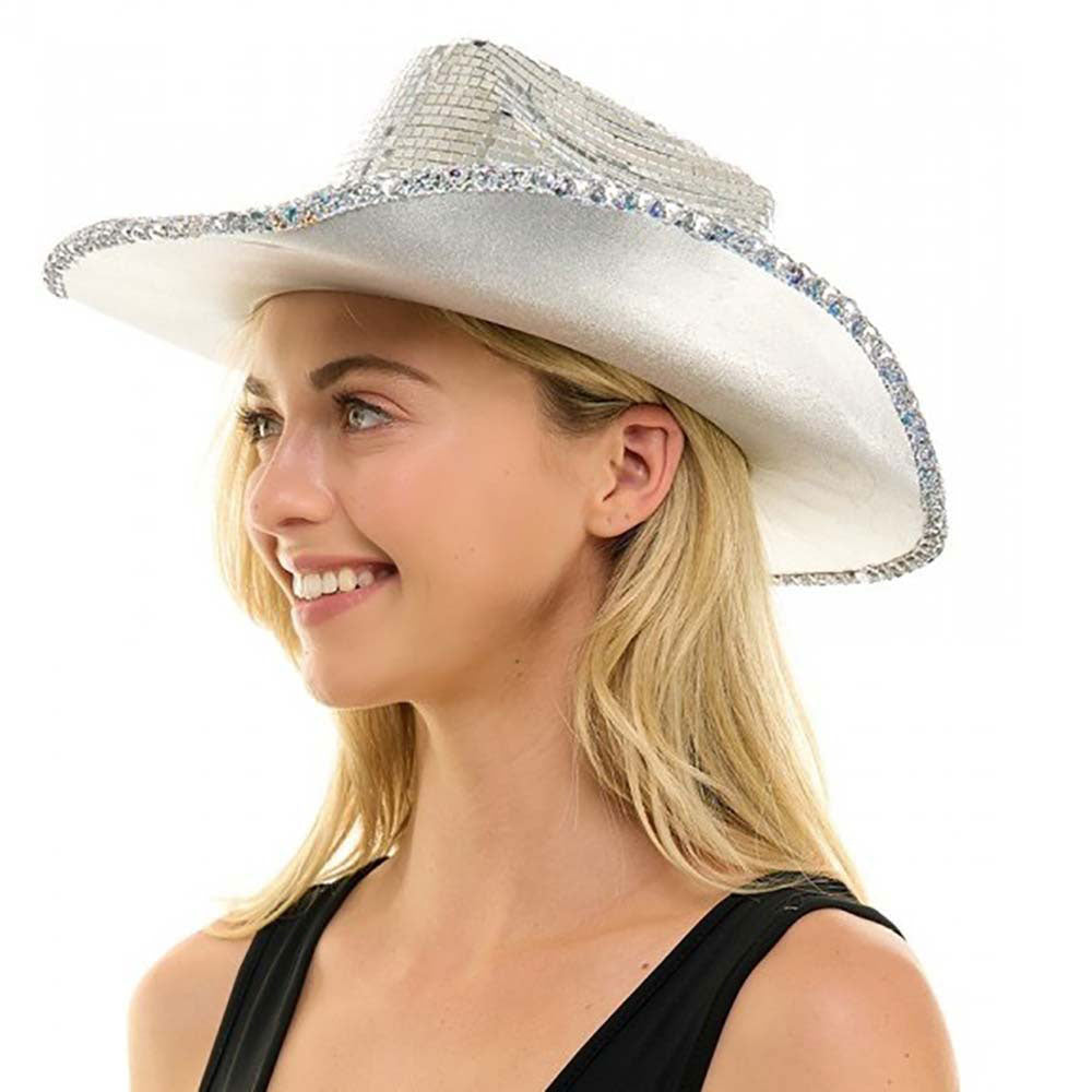 HATEGORY Silver Mirror Cowboy Hat