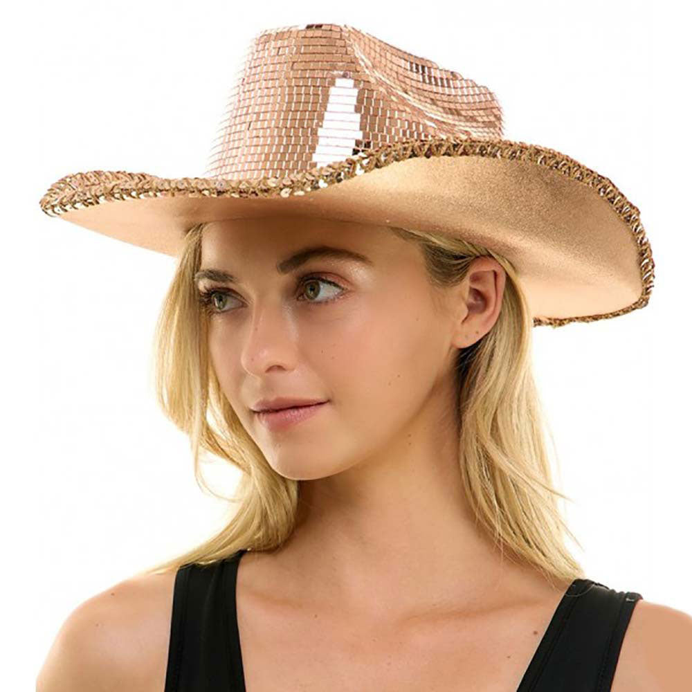HATEGORY Rose Gold Mirror Cowboy Hat