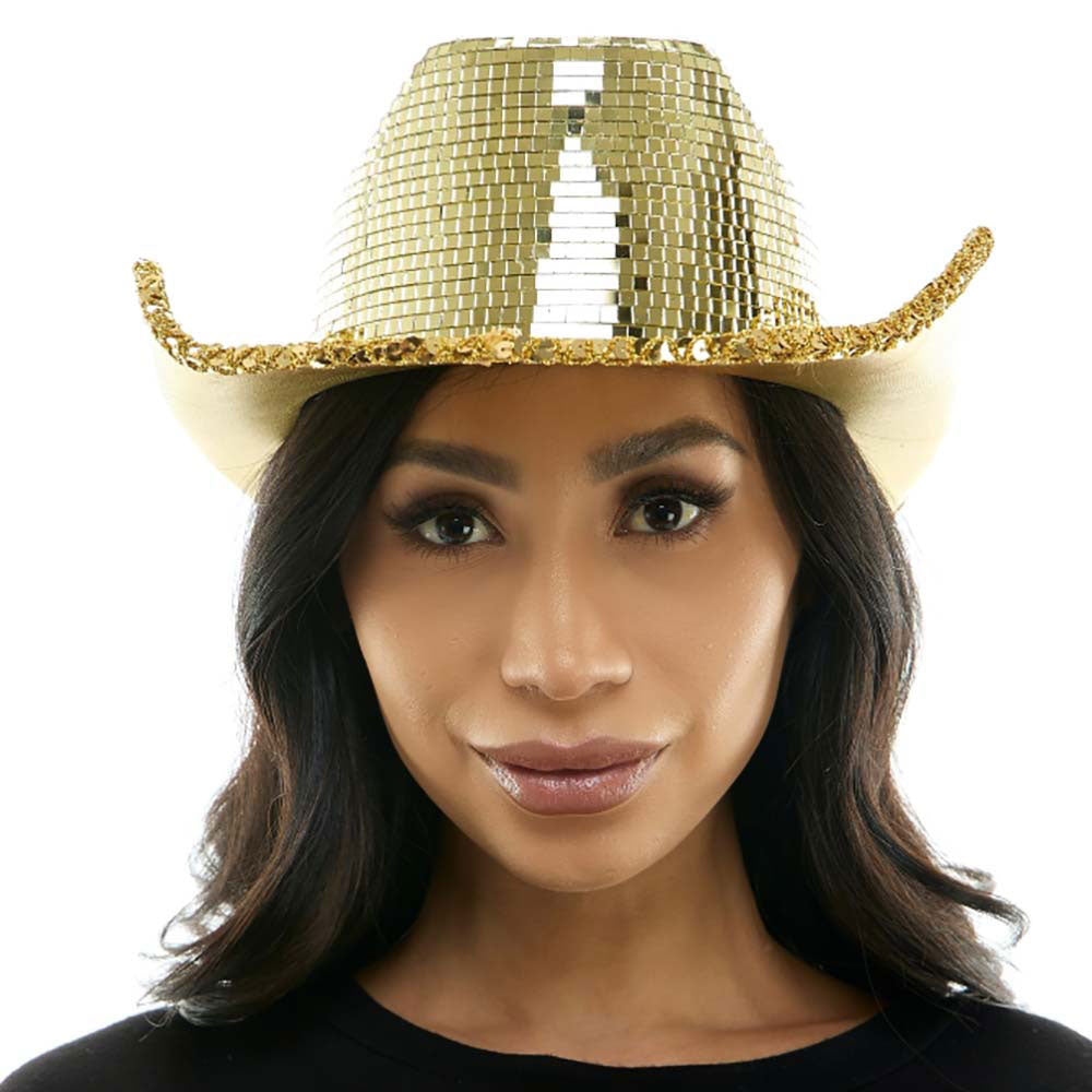 HATEGORY Gold Mirror Cowboy Hat