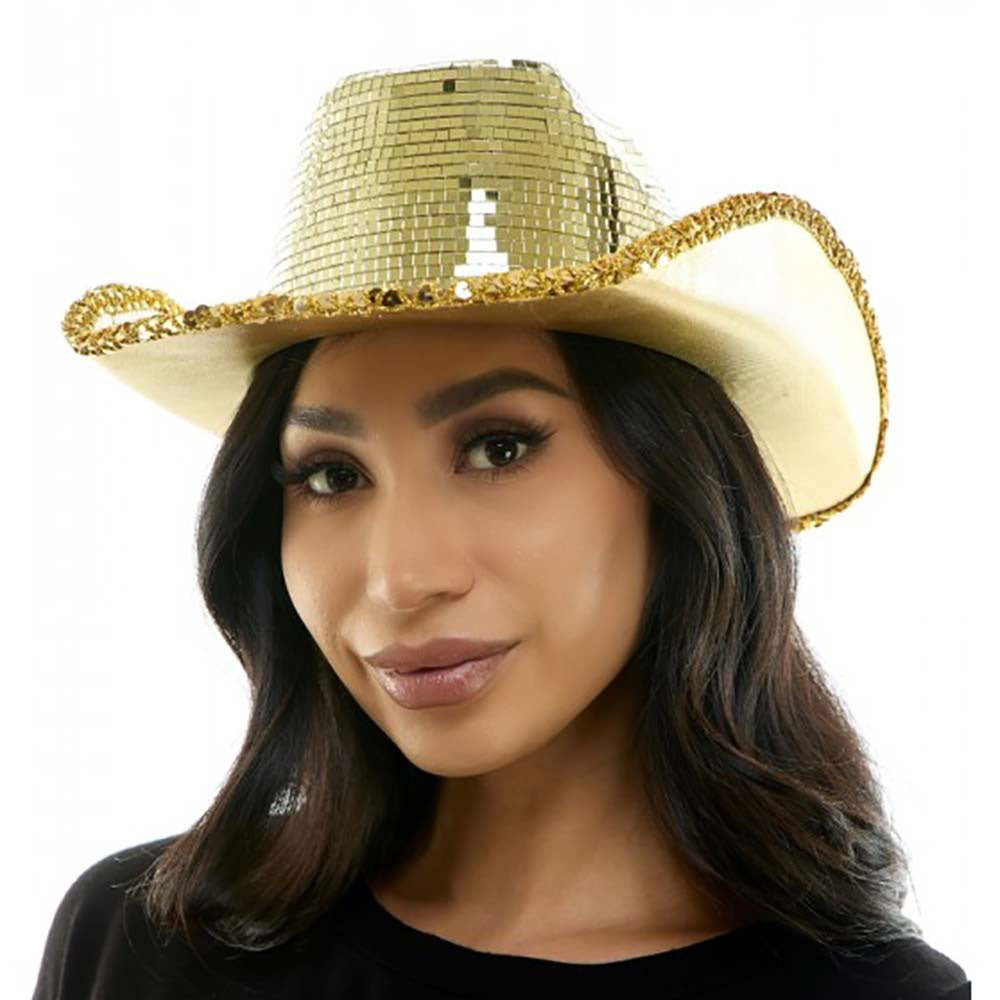 HATEGORY Gold Mirror Cowboy Hat