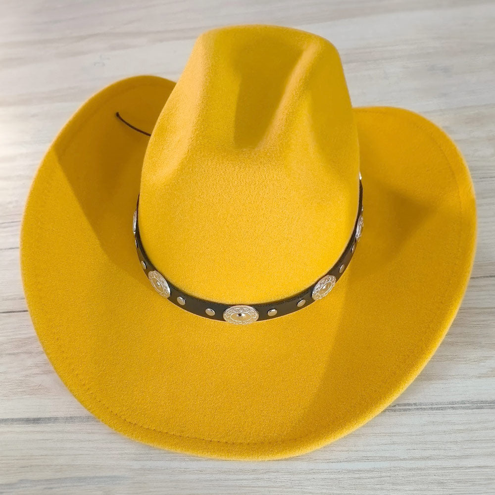 HATEGORY Western Style Belt Pointed Cowboy Fedora Hat