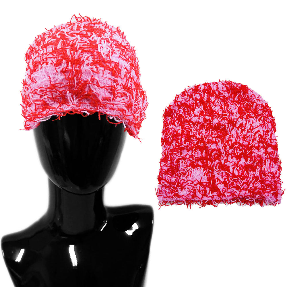 HATEGORY Distressed Knitted Fuzzy Winter Beanie Hat