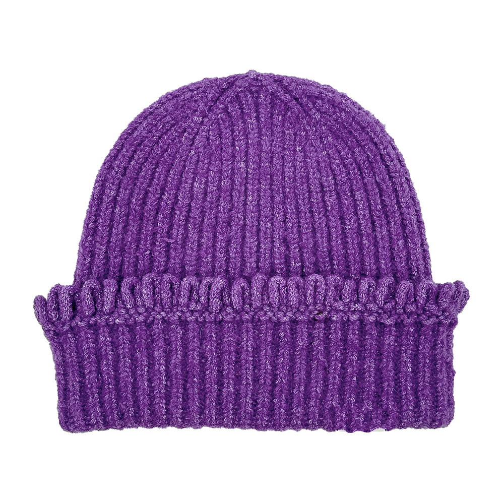 HATEGORY Chunky Ribbed Knit Loop Trim Winter Beanie Hat