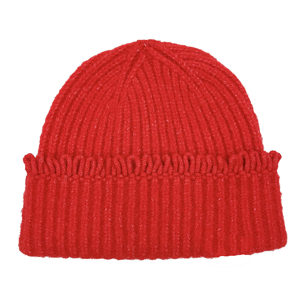 HATEGORY Chunky Ribbed Knit Loop Trim Winter Beanie Hat