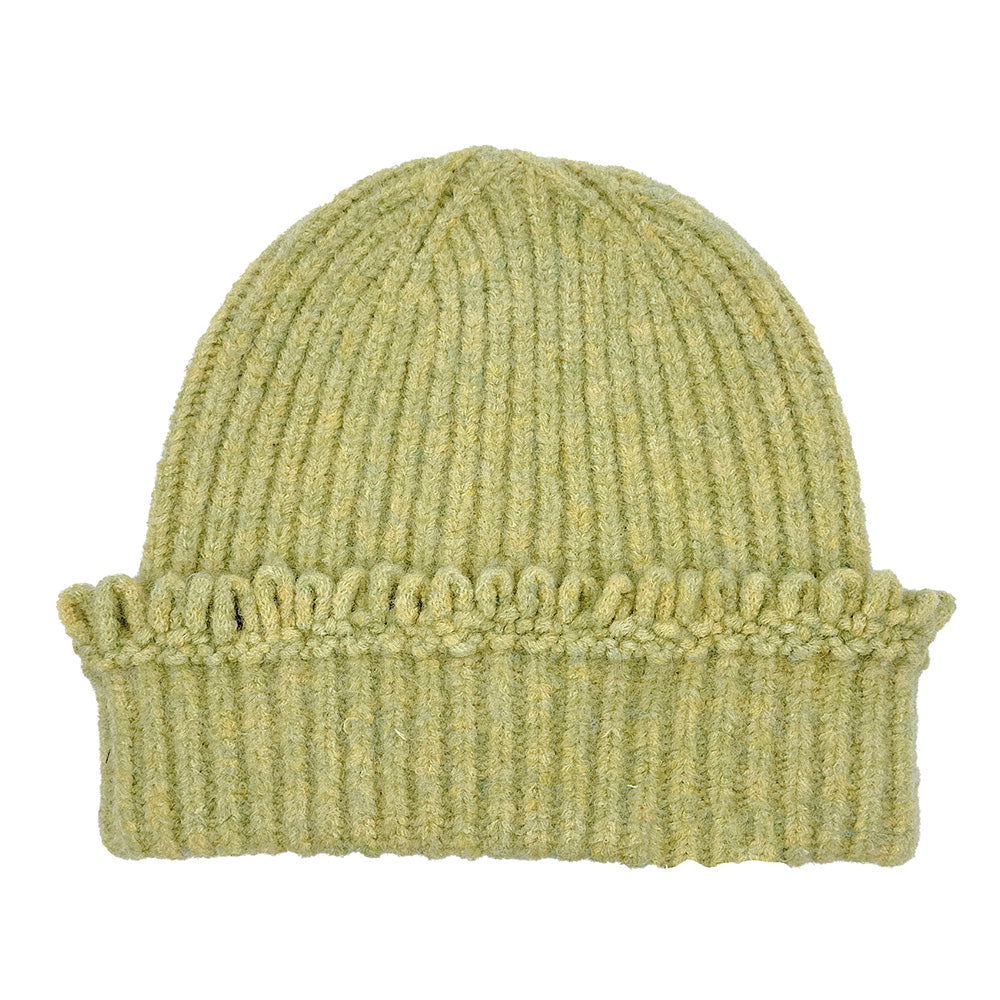 HATEGORY Chunky Ribbed Knit Loop Trim Winter Beanie Hat