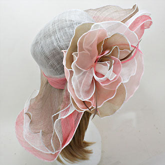 HATEGORY Elegant Sinamay Spring Flower Hat