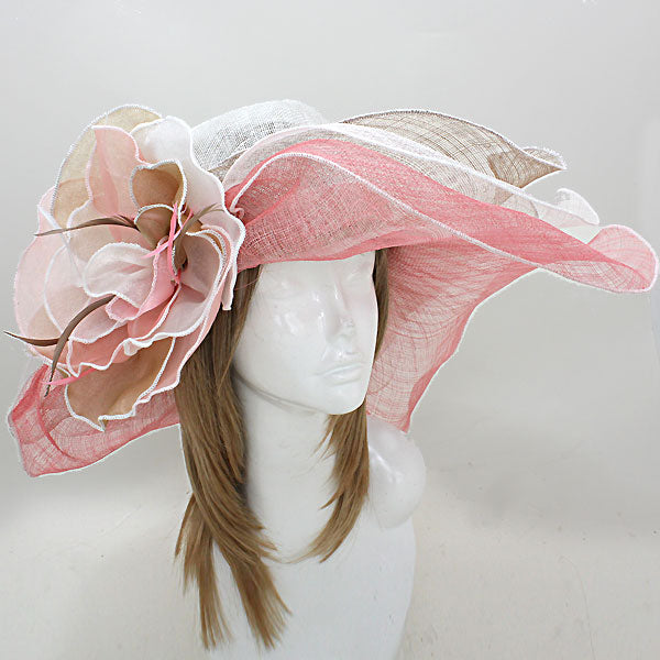 HATEGORY Elegant Sinamay Spring Flower Hat