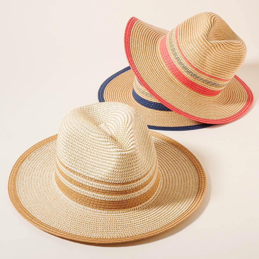 HATEGORY Stripe Straw Panama Sun Hat