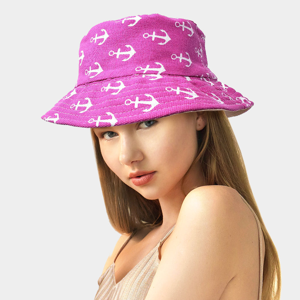 HATEGORY Anchor Printed Bucket Hat
