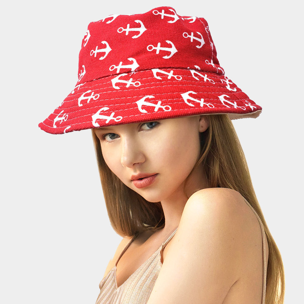 HATEGORY Anchor Printed Bucket Hat