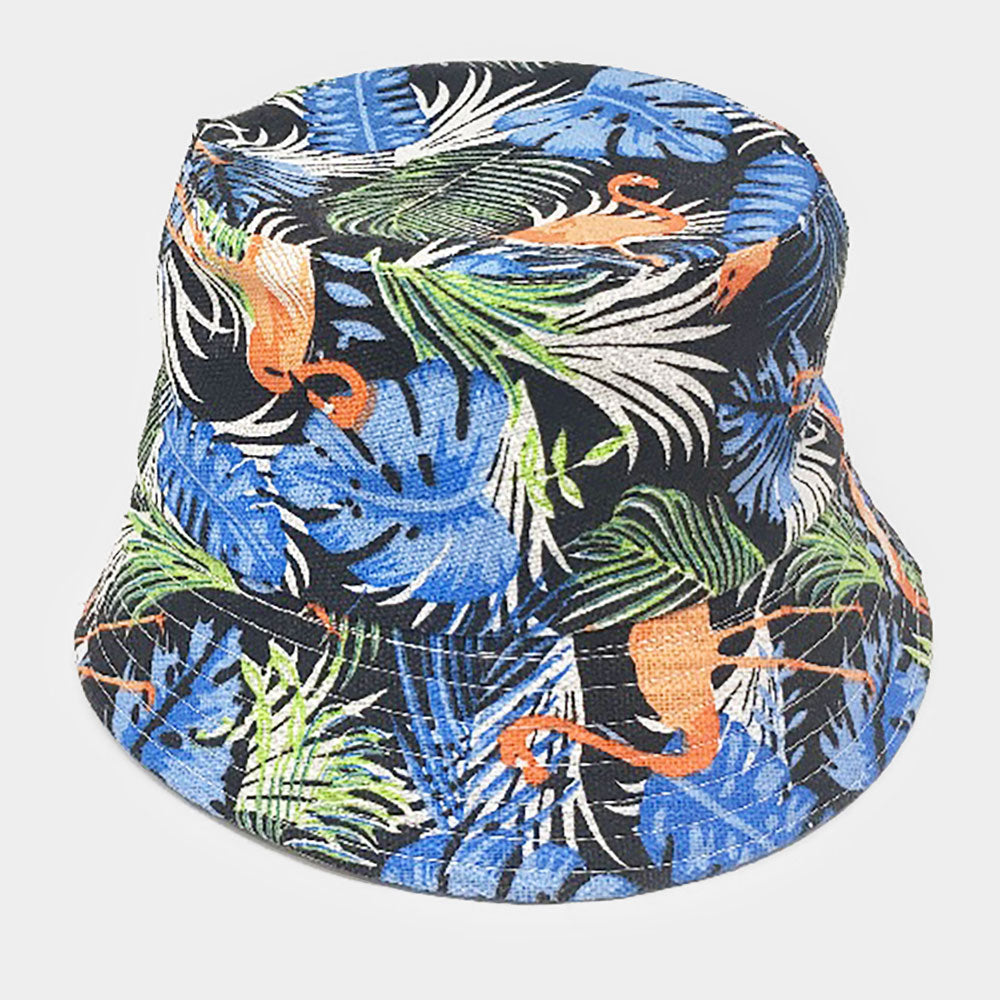 HATEGORY Flamingo Tropical Leaf Print Bucket Hat